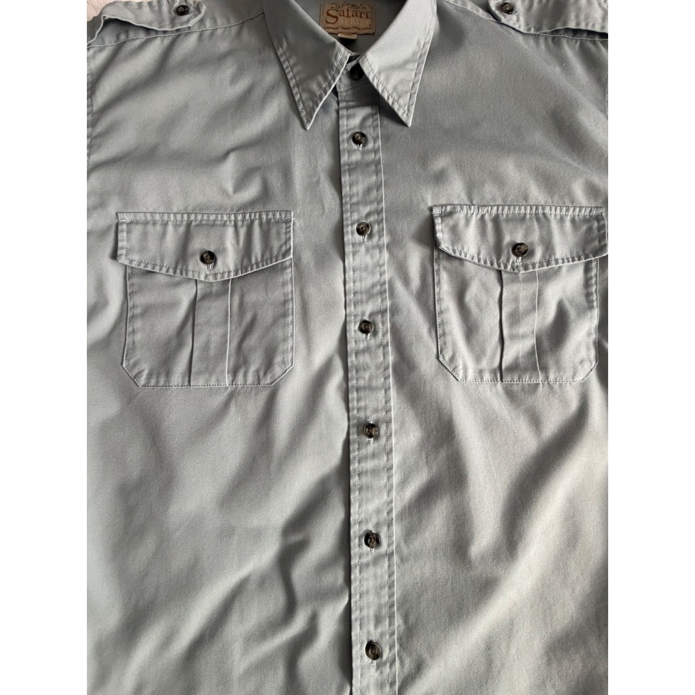 Cabelas Safari Series Mens Lg/Tall Blue Gray Short Sleeve Button Down Shirt -EUC - Picture 7 of 12